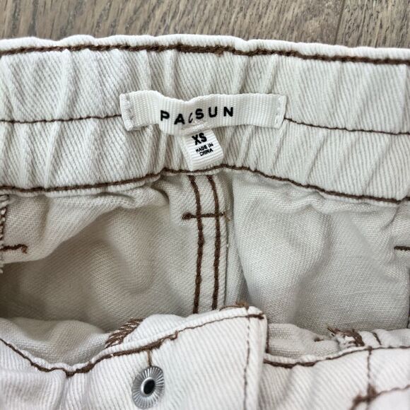 PacSun Pants Womens Small Beige Cargo Pants Pocket Elastic Snap Casual Ladies XS - Picture 4 of 8